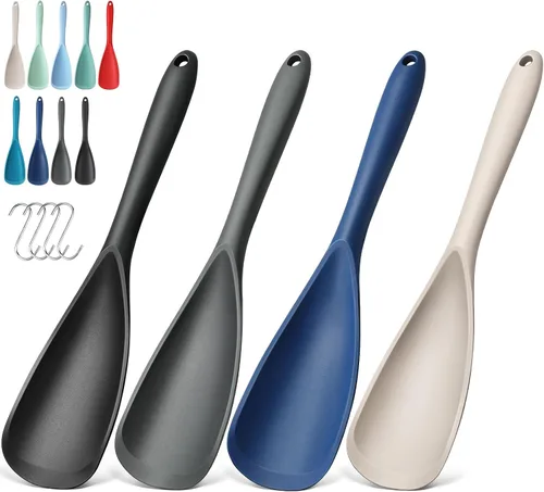 Vista 35 de Paquete de 2 espátulas de silicona para utensilios de cocina antiadherentes 2 paquete caqui