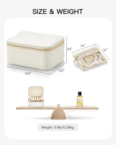 Vista 4 de Vlando Joyero con 8 bolsas de joyería de terciopelo, caja de almacenamiento de joyas de viaje para mujeres y niñas, organizador de joyas de pétalos