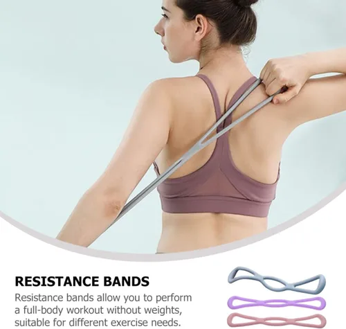 Vista 5 de PRETYZOOM Juego de 3 bandas elásticas de resistencia de alta elasticidad, bandas elásticas de entrenamiento pesado para ejercicio, pilates, yoga