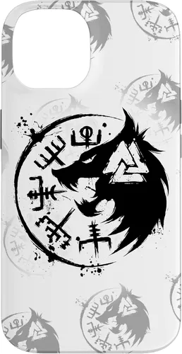 Vista 4 de iPhone 14 Plus Fenrir Wolf Fenris-Wolf - Viking Vegvisir Valknut Case