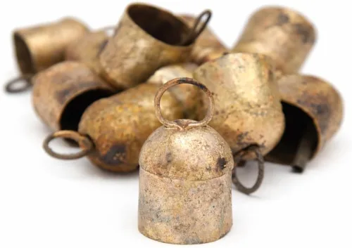 Vista 3 de Una docena de campanas de lata redondeadas de 2.25 pulgadas de alto con campanilla de metal