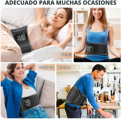 Vista 8 de Masajeador de espalda baja con calor, almohadilla térmica inalámbrica de espalda con 4 niveles de calor, 3 modos de vibración y compresión de aire