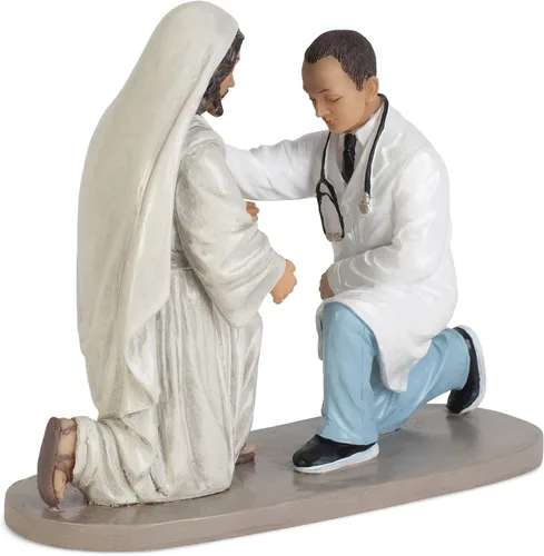 Vista 2 de Dicksons Praying Doctor with Jesus - Figura decorativa de mesa de resina de 5 x 6 pulgadas