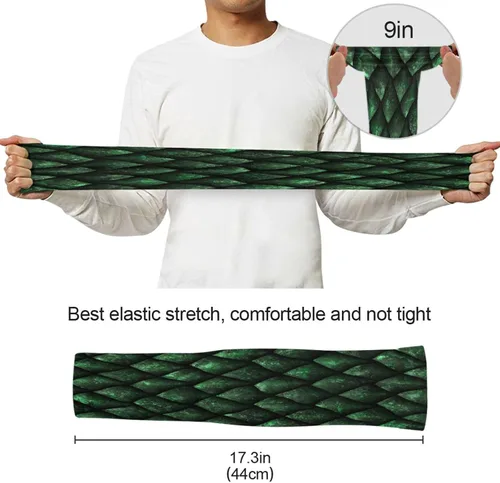 Vista 6 de Blueangle Mangas de brazo con protección solar UV con agujero para el pulgar cubierta de compresión para brazos de compresión con escamas de dragón