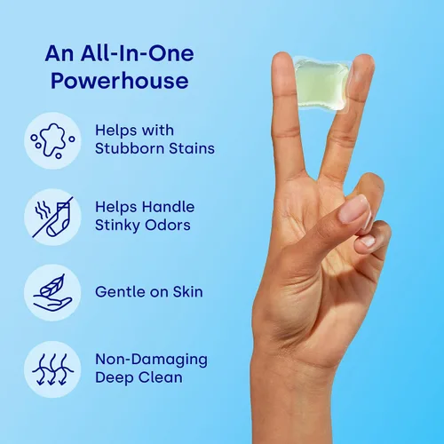 Vista 3 de Dropps Cápsulas de detergente para ropa a base de biológicas Odor & Stain Crisp Breeze HE compatibles con ropa fresca, suministros de jabón