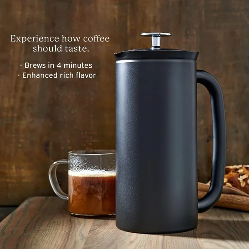 Vista 3 de ESPRO - Prensa francesa P7 - Cafetera y tetera aislada de acero inoxidable de doble pared con microfiltro - Mantiene las bebidas calientes durante