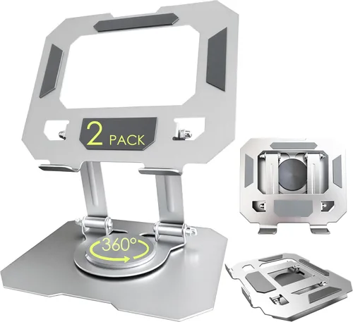 Vista 10 de Soporte de tableta para iPad, soporte de escritorio giratorio de 360°, soporte de escritorio plegable ajustable de acero al carbono, para iPad Pro