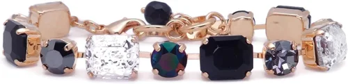 Vista 4 de Mariana Rocky Road 1149 - Pulsera de color dorado y negro con estampado de leopardo y nieve cristal