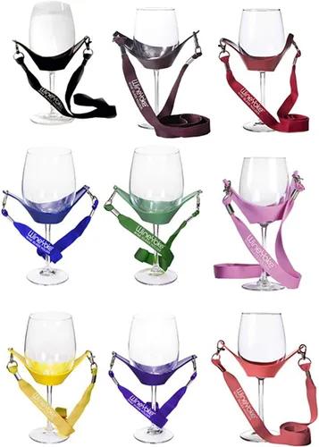 Vista 4 de Juego de 3 collares con cordón para copas de vino con soporte para copas de vino "WineYoke