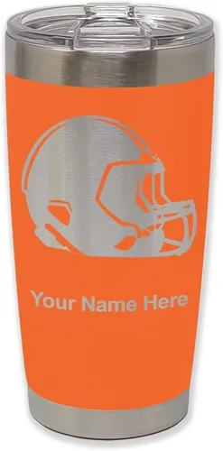 Vista 10 de LaserGram Vaso aislado al vacío de 20 onzas, casco de fútbol, grabado personalizado incluido (morado claro)