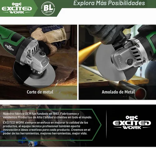 Vista 4 de Amoladora angular sin escobillas, herramienta eléctrica inalámbrica de 20 V