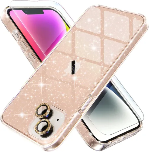 Vista 32 de Choiche, funda para iPhone 14 de mujer, brillante, protección de grado militar, 2 cubiertas de lentes de cámara Diamond, 2 protectores de vidrio