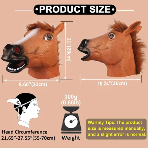Vista 8 de Halford Unicorn Mask, Horse Mask, Funny Latex Cute Animal Full Head Mask Novelty Cosplay Party Props for Adults