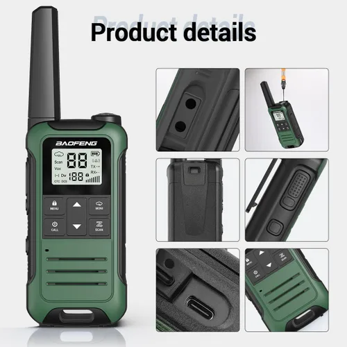 Vista 8 de Walkie Talkies de largo alcance para adultos, Walkie Talkie recargable Baofeng F22 FRS Radio Waki Taki Familia Walkie-Talkie con batería de 1400 mAh