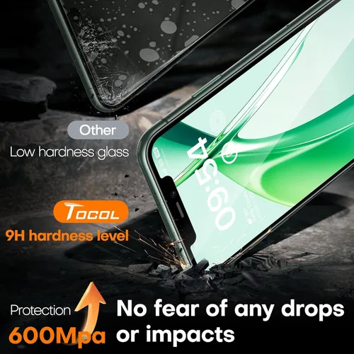 Vista 4 de TOCOL Protector de pantalla para iPhone 11 Pro Max, dureza 9H, grado militar, inastillable, vidrio templado HD, cobertura completa, fácil