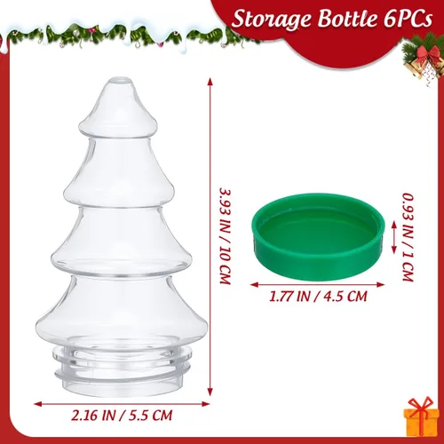 Vista 2 de Abaodam 6 unidades rellenables con forma de árbol de Navidad de plástico transparente adornos de Navidad recipientes de dulces para manualidades