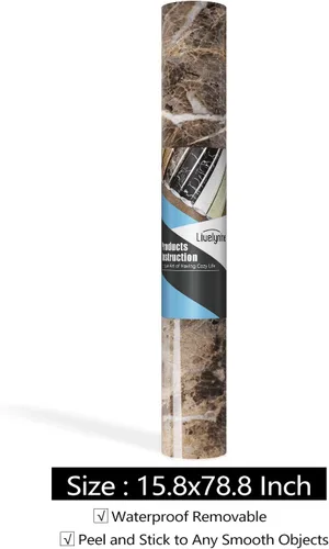Vista 8 de Livelynine - Papel tapiz de diseño mármol marrón oscuro