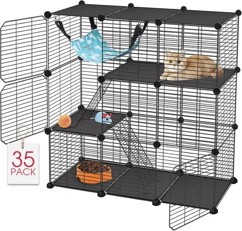 Vista 12 de VISCOO Jaula para gatos (para gatito), recintos para gatos Catio de 3