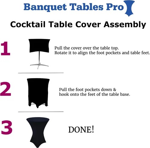 Vista 3 de 30 x 42 Inch Highboy Cocktail Stretch Spandex Table Cover (4, Baby Blue)