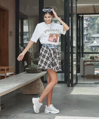 Vista 4 de Vepose 8019 - Tenis de moda para mujer, con amortiguación de aire, con cordones, para correr, de espuma viscoelástica, para caminar