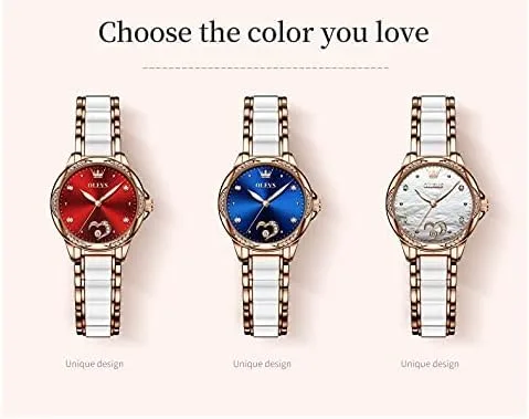 Vista 7 de OLEVS Watch WomenLadies Small Wrist Watch with Two Tone Stainless Steel Ceramic Bracelet Fashion Rose Gold Womens WatchesLuxury Diamond Watches for