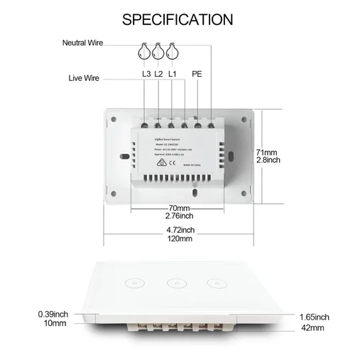 Vista 11 de Zigbee Smart Touch - Interruptor de luz de pared, control de aplicación/voz, visión nocturna, requiere puerta de enlace Tuya
