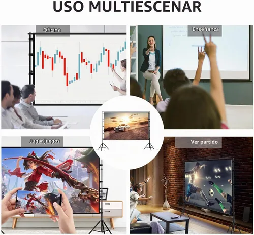 Vista 6 de TOWOND Pantalla y soporte de proyector, pantalla de proyección de 100 pulgadas para exteriores e interiores, pantalla de película frontal y trasera
