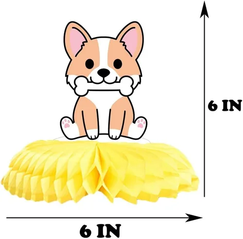 Vista 3 de Cute Corgi - Centro de mesa de panales de 5 piezas, adorables decoraciones para fiestas