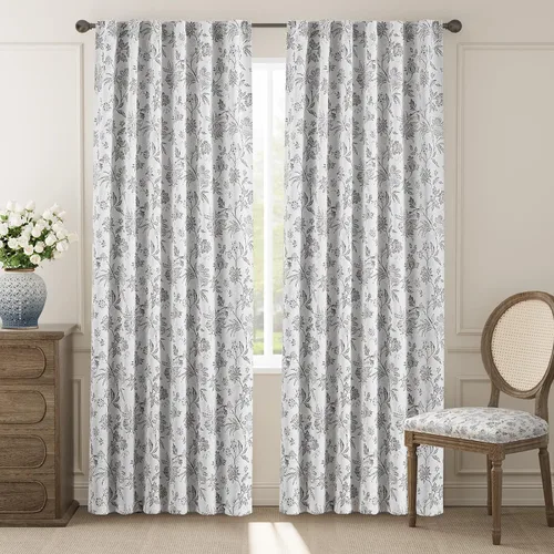 Vista 13 de jinchan Cortinas Opacas Florales para Dormitorio, 63 Pulgadas de Largo Cortinas Opacas con Estampado de Flores, Estilo Campo Francés con Pestañas