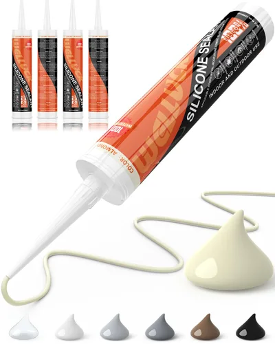 Vista 12 de WELLUCK Masilla de Silicona Color Almendra, Sellador de Silicona para Calafateo 100% Impermeable, Cartucho Flexible Adhesivo para Cocina, Baño