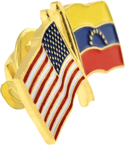 Vista 123 de PinMart Pin de solapa esmaltado con bandera de la amistad cruzada de Estados Unidos y el mundo