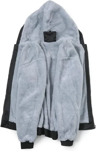 Vista 2 de JiangWu Sudaderas con capucha para hombre, forro polar, forro polar, con cremallera, chaquetas