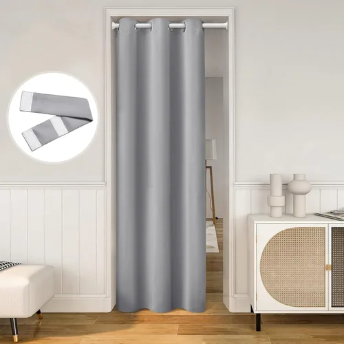 Vista 15 de HOMEIDEAS Cortinas beige para puerta, cortina de privacidad con ojales para dormitorio, 39 pulgadas de ancho x 78 pulgadas de largo, cortinas opacas