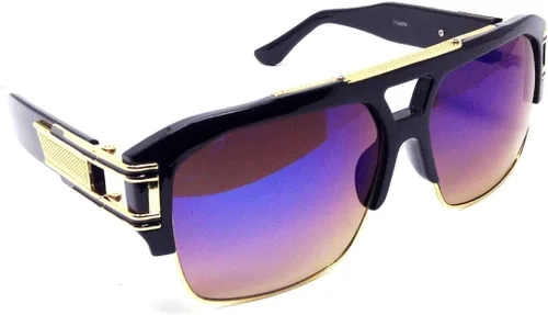 Vista 5 de Gazelle B-Boy - Gafas de sol estilo aviador retro cuadradas de metal y plástico Marco negro y dorado.