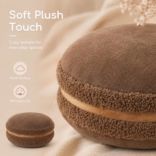 Vista 4 de Almohada decorativa redonda de plush con forma de macarrón ChezMax, de 14.5 pulgadas