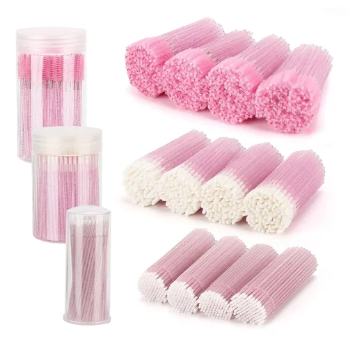 Vista 8 de Kit de suministros de extensión de pestañas de 1500 piezas, 500 varitas de rímel, 500 cepillos de labios, 500 micro hisopos negros, cepillos