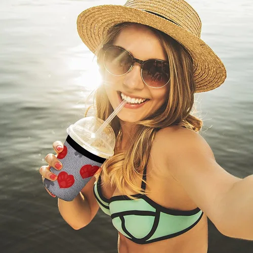 Vista 6 de Bluebird And Flowers Dog Claw Love Reusable Insulated Neoprene Iced Coffee Cup Sleeves 3 Sizes Diving Material Cup Durable Beverage Covers for Cold