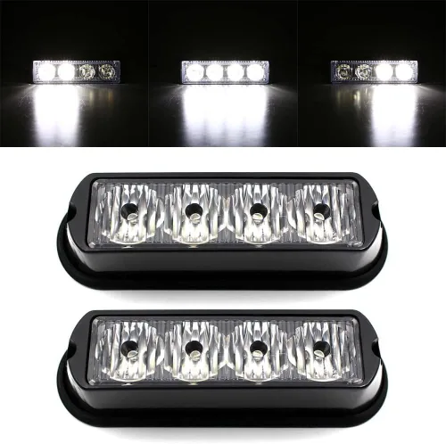 Vista 10 de FXC - 2 luces estroboscópicas intermitentes con 4 LED para montaje en superficie, para camión, automóvil, vehículo, luz de rejilla LED, baliza