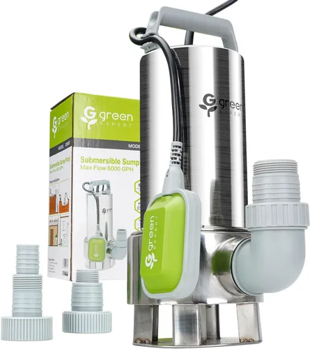 Vista 8 de Green Expert - Kit de bomba sumergible de sumidero de 1.5 HP con manguera de descarga plana de 25 pies, bomba de extracción de agua de acero