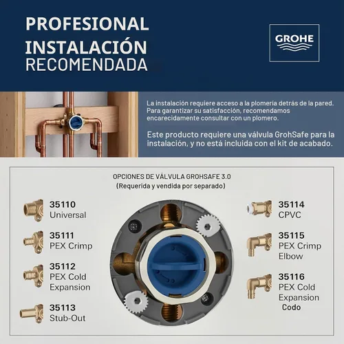 Vista 6 de GROHE 14468EN0 - Kit de moldura de válvula de ducha Concetto con cartucho de equilibrio de presión, acabado de níquel cepillado infinito Níquel
