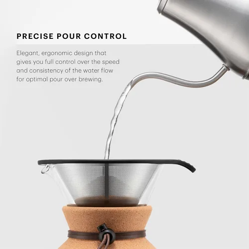 Vista 4 de Bodum Melior - Hervidor de agua eléctrico de cuello de cisne de 27 onzas, para verter sobre café y té, acero inoxidable cepillado