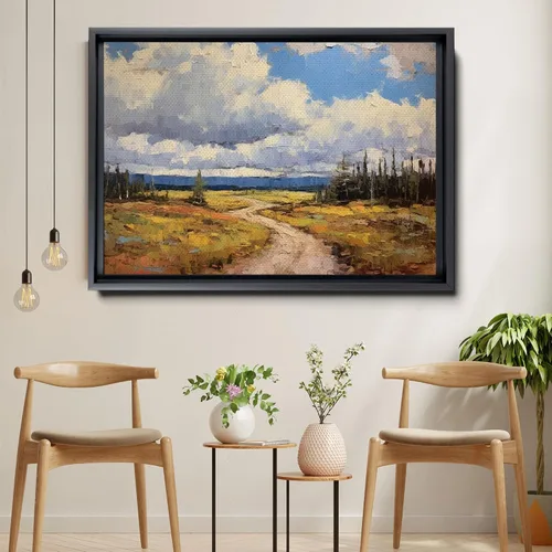 Vista 2 de Abstract West Virginia Landscape, Small Painting with Clouds and Nature Elements