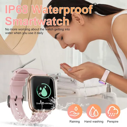 Vista 7 de Relojes inteligentes para mujer, contestar/hacer llamadas, reloj de seguimiento de actividad física de 1.83 pulgadas con monitor de frecuencia Negro