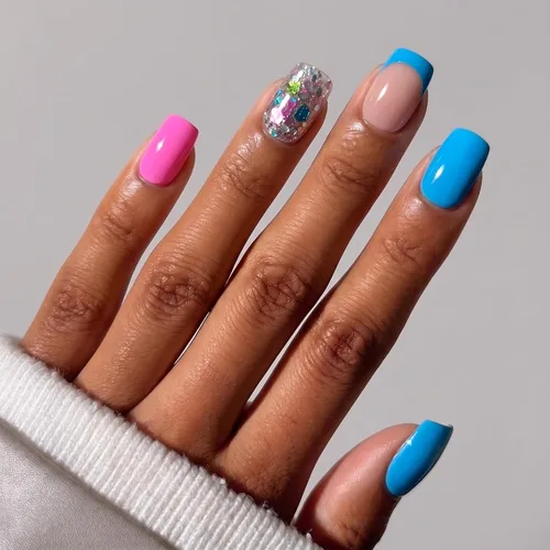 Vista 8 de CurvLife Uñas postizas a presión con punta francesa cuadrada media, color Brillo de porcelana