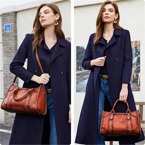 Vista 2 de Iswee Bolso de mano para mujer, bolso de hombro genuino, bolsos de cuero Hobo, bolsos cruzados, bolso vintage
