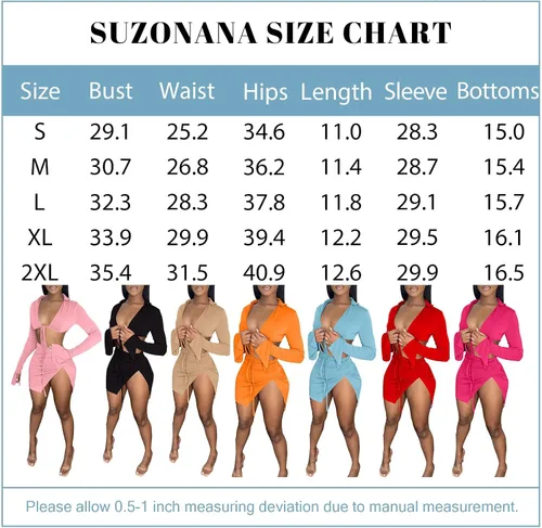 Vista 4 de SUZONANA Conjunto sexy de dos piezas para mujer, ropa de club, camiseta corta de manga larga y minifalda, con cordones, teñido anudado, traje de baño