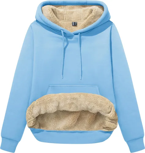 Vista 117 de MAGCOMSEN Sudaderas con capucha para mujer, con forro de sherpa, de vellón, para invierno, cálido, pesado, de algodón, con bolsillo