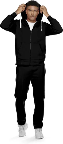 Vista 3 de Xmgelp Conjunto deportivo con capucha para hombre de 2 piezas, casual, con cierre completo
