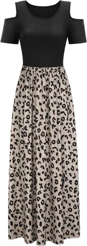 Vista 2 de STYLEWORD - Vestidos largos de verano para mujer con hombros descubiertos y bolsillo