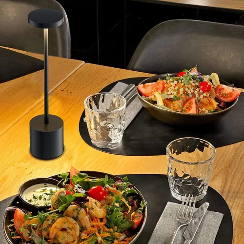 Vista 5 de Paquete de 2 lámparas a pilas, lámpara táctil de mesita de noche, lámpara de escritorio LED portátil con 3 brillos, lámpara de mesita de noche Negro